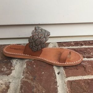 Silver and Tan Sequined Sandals